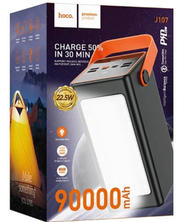 Внешний аккумулятор 90 000мАч HOCO J107, 22.5W Black