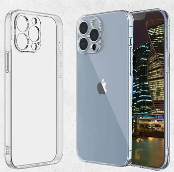 Накладка iPhone 13 pro силиконовая прозрачная с закрытой камерой