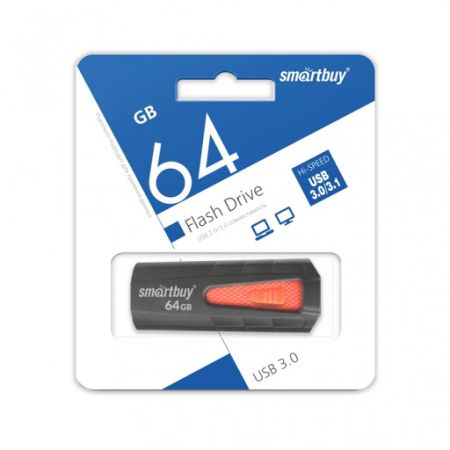Flash USB 3.0 - 64Gb SmartBuy IRON Black/Red