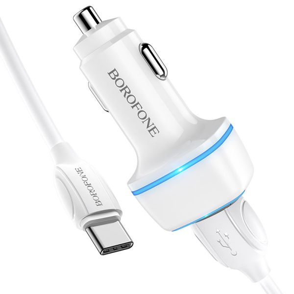 АЗУ Type-C to 2USB, 2.4ABorofone BZ14 Max Borofone white