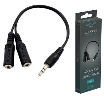 Кабель развитвитель  3,5 Jack - 3,5 Jack Exployd EX-K-1415 EASY, 0.2м Black