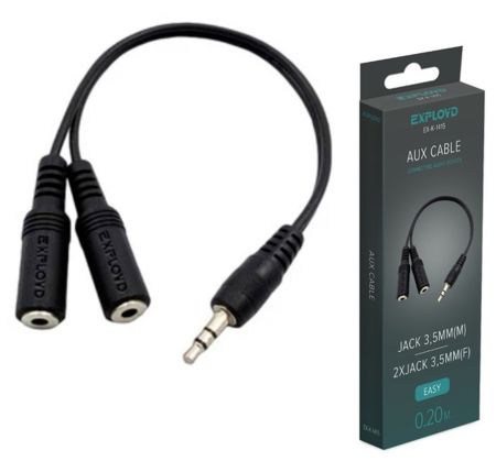 Кабель развитвитель  3,5 Jack - 3,5 Jack Exployd EX-K-1415 EASY, 0.2м Black