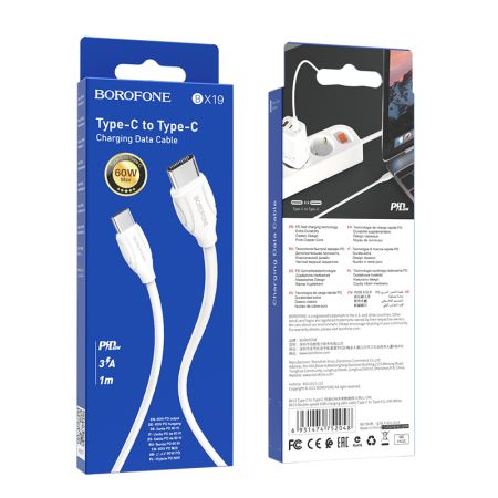Кабель Type-C - Type-C 3.0A Borofone BX19 Double-speed 60W charging 1m White