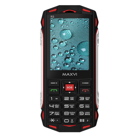 Мобильный телефон MAXVI R3, 2.8”, IP68,1800 mAh, Powerbank, Красный