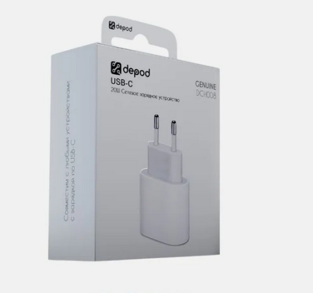 СЗУ блок Depod DCH-008, 3.0A, 20W, Type-C (1 шт) гарантия 1 год White