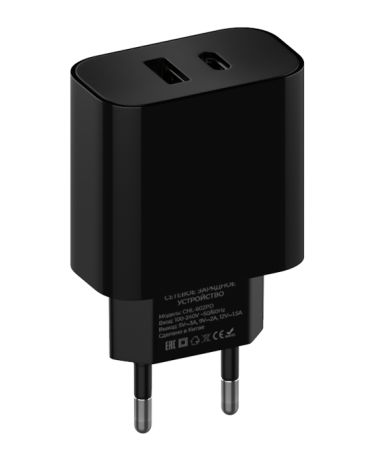 СЗУ блок 30w 1USB + 1Type-C, Maxvi CHL-602PD Black