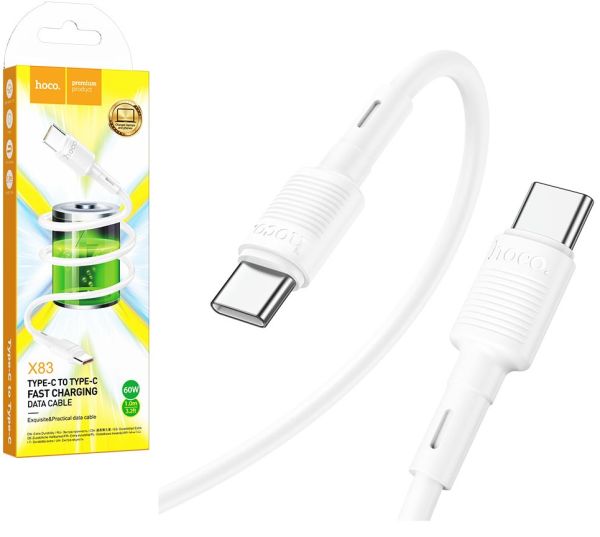 Кабель Type-C - Type-C 60W 3.0A  HOCO X83 Victory 1m White