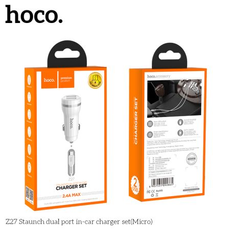 АЗУ micro 2.4A 2USB HOCO Z27 White
