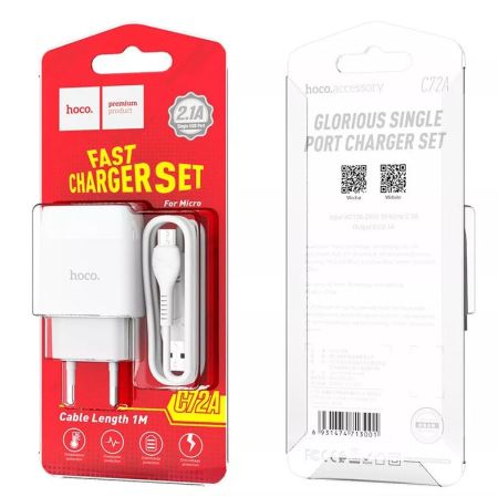 СЗУ micro USB 2,4A 2USB Hoco C72A White